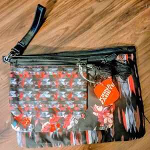 Set of Three NWT Kirna Zabete Black and Red Patterned Wristlets